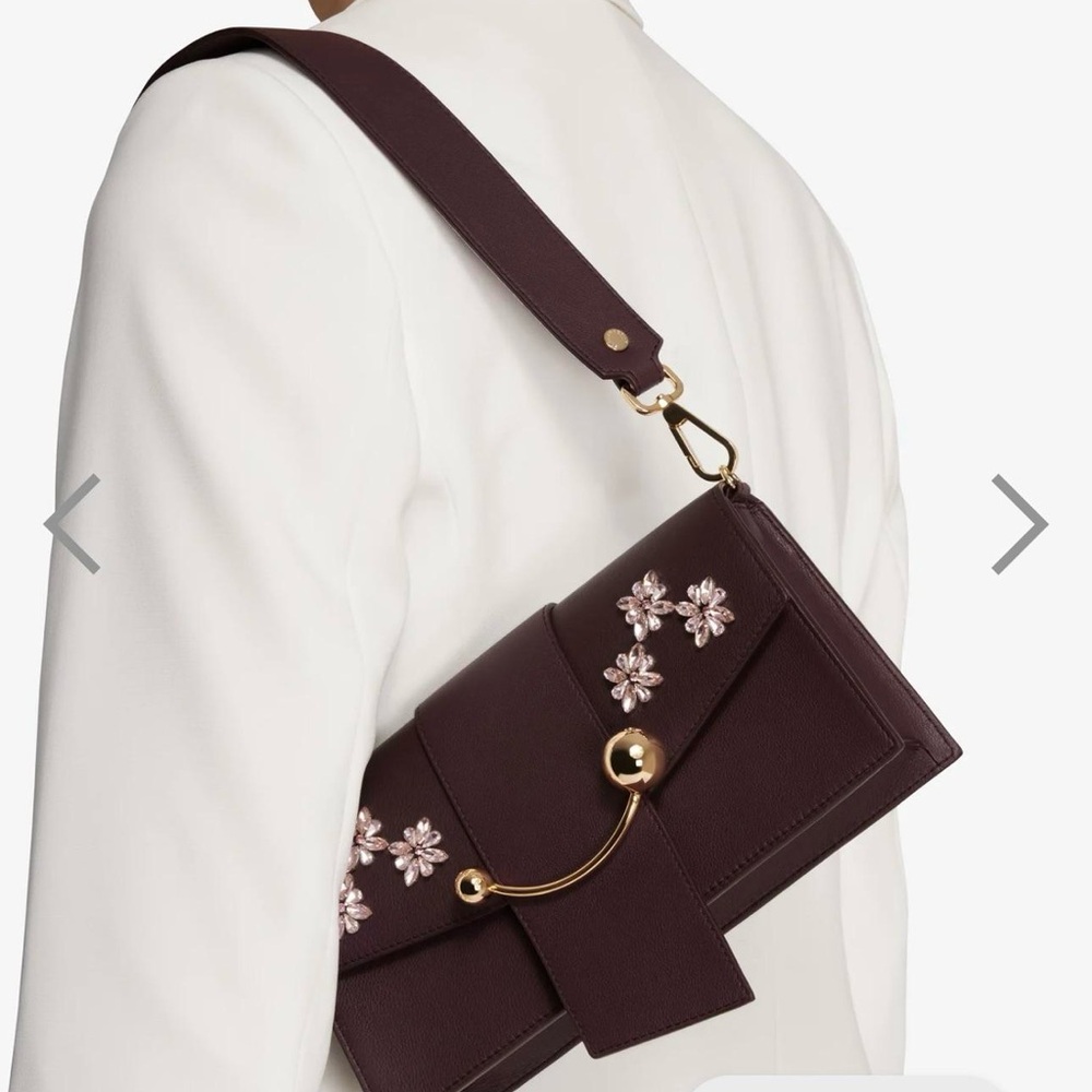 Strathberry Mini Box Crescent Bag in Floral Beading Embroidery